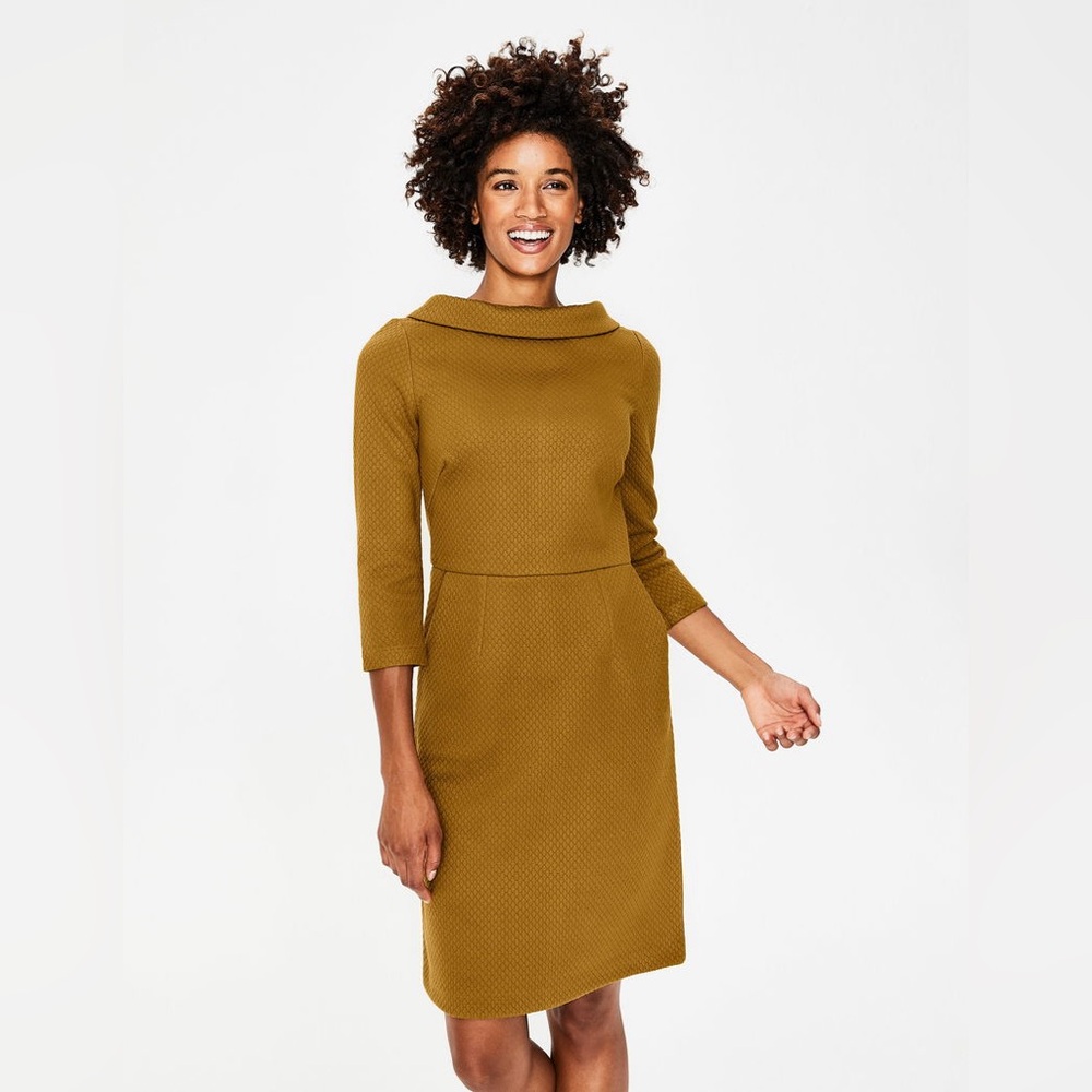 Boden Estella Jacquard Mustard Dress- Size 8 - Picture 2 of 13